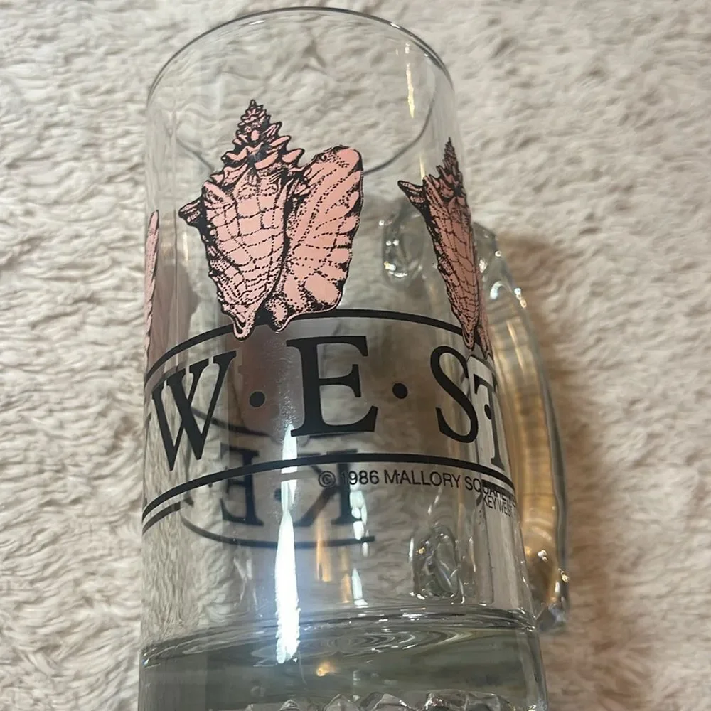 Vintage 1986 Key West Mallory Square conch glass mug